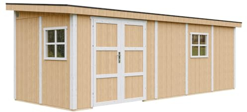 Casetta da giardino di qualità premium 14,3 m² - H231x248x648 cm - Costruzione in pannelli LP Smartside - Senza pavimento e parete laterale - Timbela M941B-HARVEST HONEY
