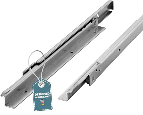 SOTOOLS 1 Paar Teilauszug, 1000 mm, max. 100 kg, verzinkt | Schwerlast-Rollenführung, Stahl verzinkt, Schubladenschiene, aufliegende Montage.