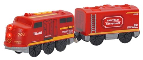 Tomedeks treno elettrico per bambini trenino elettrico Treno Elettrico per Bambini Auto Giocattolo Regali Bambini compatibile con Thomas, Brio, Rosso（Tema camion dei pompieri）