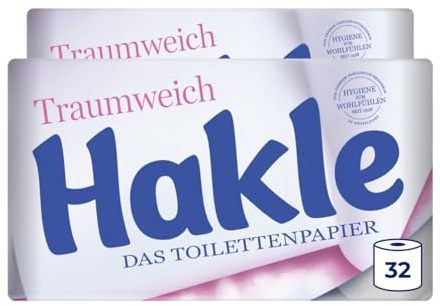 Hakle Traumweich, 32 Rollen Toilettenpapier, 4-lagig | 130 Blatt pro Rolle, Sanfte Reinigung für Wohlbefinden