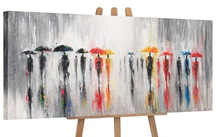 YS-Art Arte astratta Pittura Acrilica su Tela Colorato Dipinto a Mano Murale Soggiorno Moderno Decorazione Casa Immagini Ufficio Vera Arte 115x50 cm
