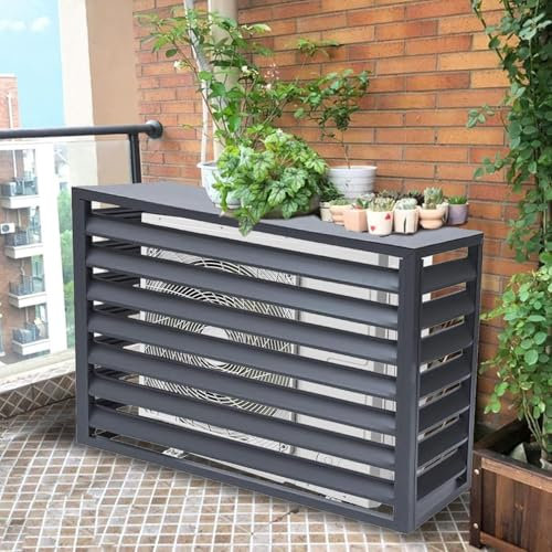 FDQAMLKX Recinzione in Alluminio per condizionatori d'Aria con Copertura Superiore, Copertura per unità Esterna AC con persiane, 4 Pannelli, per Nascondere l'aria condizionata in Giardino