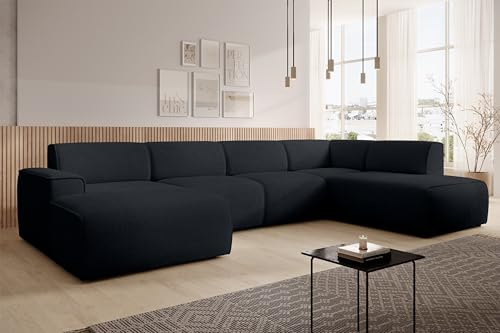 AXLIVING XXL Sofa U Form Didim Schwarz 378 cm breit modern & großzügig R