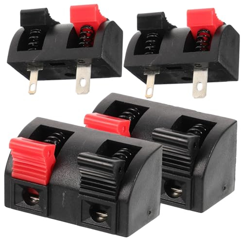 HEALSOPTHY 4 Stück Teiliges Lautsprecher Terminal Polig Push In Kabelverbinder Federklemme für Stereo Audio Boxenkabel Stabile Verbindung Langlebiges Kunststoff Metall Gehäuse
