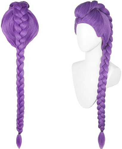 CWENDANER Peluca Morada de Cosplay Para Mujer 120 cm, Decoración Para Fiestas de Halloween, Carnaval y Convenciones, un Bonito Regalo Para Fans