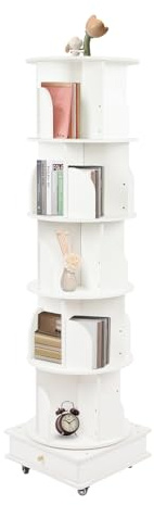 GDSKR 5-stöckiges Drehbares Bücherregal, 360° Drehbar Eckregal Drehbares Bücherregal, Kinder Bücherregale, Bodenstehende Bücherregale Multifunktionales Aufbewahrungsregal Standregal, für Haus Büro