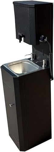 SANITOBI Mobiles Waschbecken mit Warmwasser – 10L Frischwassertank & Abwassertank – tragbar, elektrisch beheizt – für Camping, Outdoor, Garten, Veranstaltungen, Mobile Hygiene. Schwarz