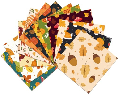 GreatRise 12pcs Geschenkpapier Herbst 15×15cm Bunt Bedruckt Papier- 12 Verschiedene Designs Packpapier für Hochzeit Geburtstage Thinkgiving Erntedankfest Weihnachten Geschenkverpackung