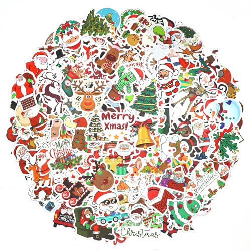 Spetsbst Weihnachten Aufkleber Set 200 Stück Weihnachtsaufkleber | Christmas Stickers Geschenkbeutel Dekorationen für Weihnachtskarten Laptop Gepäck Skateboard Wasserflasche Gitarre
