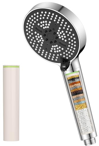 YEAUPE PRO 25 Stage Hard Water Softener Filtered Shower Head, High Pressure 6 Spray Modes, Universal Bath Tap Replacement Shower Set for Low Pressure, Power Shower Filter with KDF for Chlorine Removal