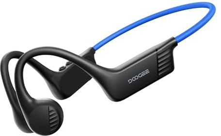 DOOGEE Cuffie Conduzione Ossea, 10 Ore IP66 Sport Running Cuffie Conduzione Ossea Wireless Bluetooth 5.4 con Microfono Auricolari Aperti per Corsa, Ciclismo e Fitness (Blu)