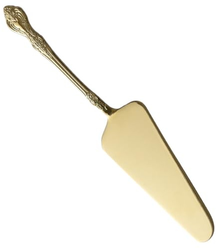DIYEAH Spatule à Gâteau Triangulaire en Acier Inoxydable Doré Pelle à Pâtisserie Manche Gravé Ergonomique Outil de Découpe Fine pour Pizza Tarte et Gâteau Ustensile Solide et Facile
