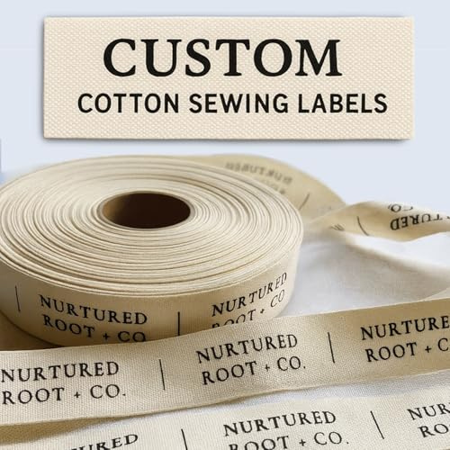 50-500pcs Custom 100% Cotton Clothing Labels Tags,Personalized Fabric Tags for Clothing,Custom Fabric Labels for Handmade Items,Single-Color Printing,Pre-Cut or Ribbon Roll - 2x5.7cm
