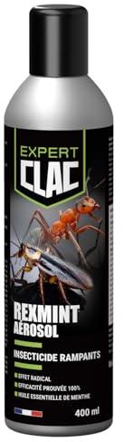 Clac® Aérosol Insecticide Rampants - Action par Contact Rapide - Anti Cafards, Fourmis, Araignées & Poissons d’Argent- Huile Essentielle de Menthe - Usage Intérieur et Extérieur - 400 ml