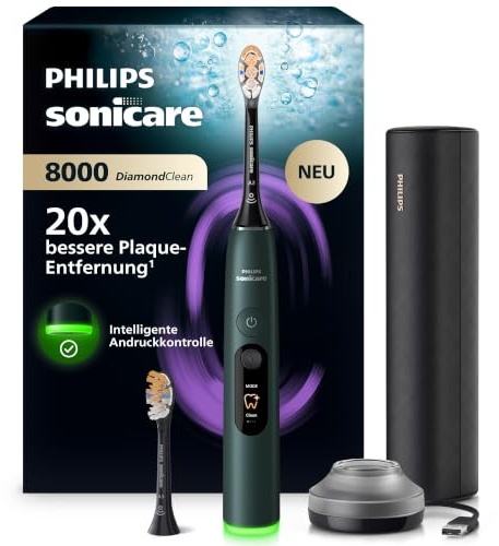 Philips Sonicare Next-Generation DiamondClean 8000 elektrische Zahnbürste – mit intelligenter Andruckkontrolle und 15 Einstellungen