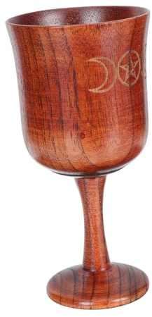 Kichvoe Copa de Cáliz de Madera Marrón Diseño Retro para Adorno del Hogar y Ceremonias Religiosas, Adorno Espiritual para Sacrificios Familiares
