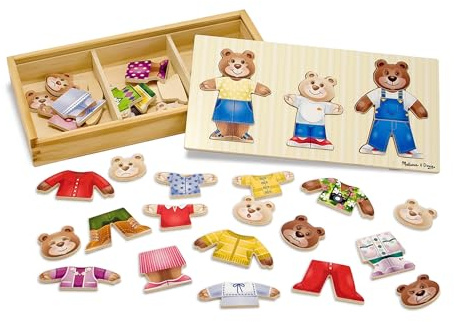 Melissa & Doug Puzzles de Madera, Vestir a los Osos de la Familia, Puzzles de Animales, Rompecabezas de Madera, Juego Creativo para Niños, 3, 4, 5, 6, 7 + Años, Regalos para Niños y Niñas