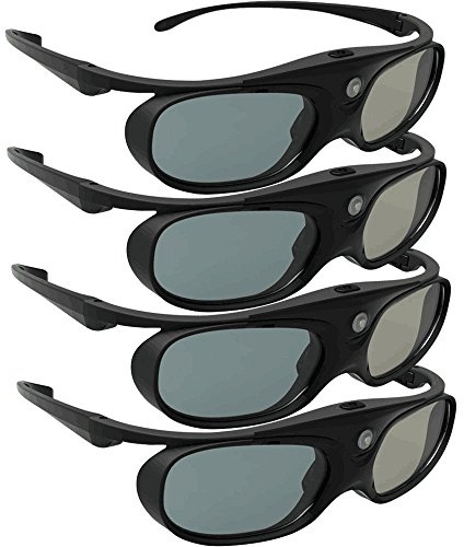 DLP Link 3D Glasses, ELEPHAS 144Hz Rechargeable Active Shutter Eyewear for Most DLP-Link 3D Projectors- Acer, ViewSonic, BenQ Vivitek, Optoma, Panasonic, Dell, Viewsonic (4 Pack)