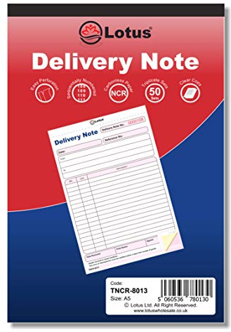 TNCR-8013 Triplicate Carnet de notes de livraison en 3 parties sans carbone Format A5 (143 x 210 mm) A5 (143 x 210) bleu et rouge
