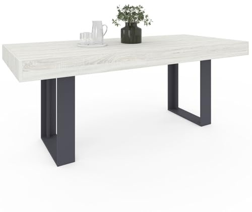 IDMarket - Table à Manger Rectangle Phoenix 8 Personnes Bois Gris 200 cm