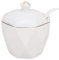 Chase Chic Sugar Bowl with Lids and Spoon, Ceramic Sugar Canister Vintage Sugar Pot with Rhombus Golden Trim for Home Kitchen, 11.8 oz/White