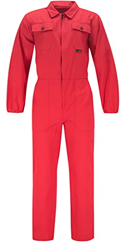 BWOLF ANAX - Combinaison de Travail pour Homme - 100% Coton - 5 Poches, Rouge, XXXL