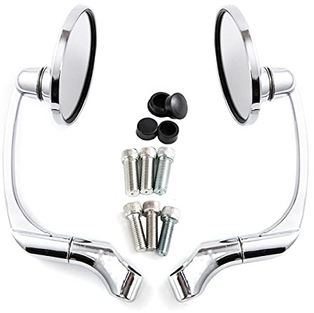 Runder Motorrad Seitenspiegel Universal 10mm Motorrad-Rückspiegel für Cafe Racer (Silber)