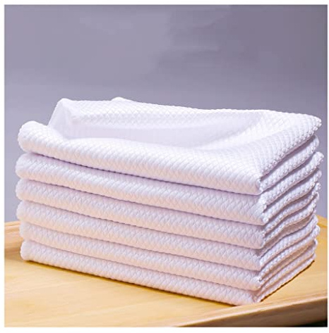 Cleaning Cloth 6-pack Of White Cleaning Cloths, Super Absorbent And Traceless Microfiber Fish Scale Cloth, Special For Cleaning Glass (Size : 30x40cm)