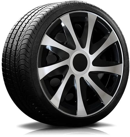 (Farbe und Größe wählbar) 16 Zoll Radkappen Draco (Schwarz-Silber) + Eingangsmatte passend für Fast alle Fahrzeugtypen (universal) …