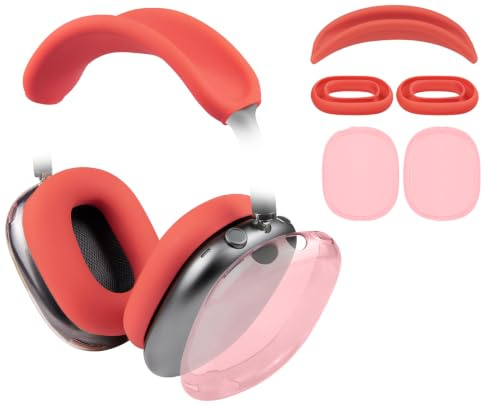 SOULWIT Schutzset für AirPods Max 2/1 (2026/2024/2020, USB-C/Lightning), Kopfband Stirnband Headband Abdeckung + TPU-Schutzhülle + Silikon Ohrpolster Schutz Abdeckung, Schweißresistent, Waschbar
