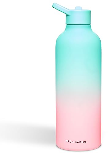 Neon Kactus Tritan Bottle | Large Water Bottle with Straw, 1300ml | Drinking Bottles for Adults | Gym, Sports Water Bottle | BPA-Free, Leak-Proof | Twist & Shout