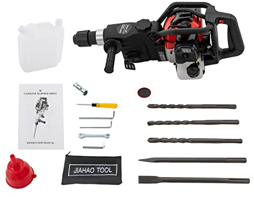 Hammer Drilling Machine Cordless Hammer Drill 2 Stroke 32.7CC Demolition Hammer Jack Drill Concrete, Impact Driver Concrete Road Breaker Heavy Duty Rotary Jackhammer with 3 Drill Bits.