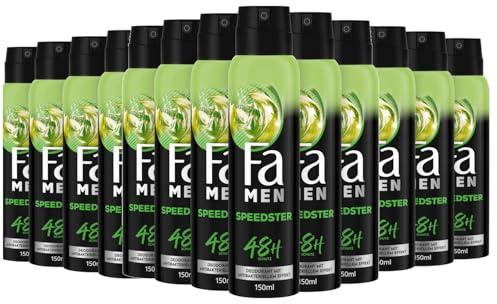 FA Deospray Men Speedster mit Taurin (12x 150 ml) aktiviere deinen Körper, Geist & Sinne mit dem erfrischenden Duft von Zitrus & Zitronengras