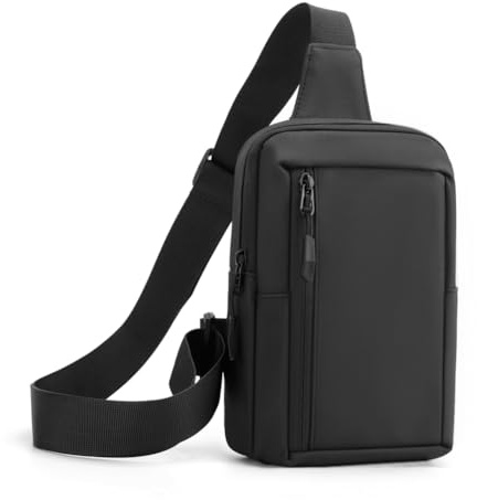Sireck Crossbody väska, crossbody-midjeväska för män kvinnor trendiga, svart liten sling telefon bröstväska för träning löpning, Svart, S, Midjeväska cross-body för män kvinnor trendig
