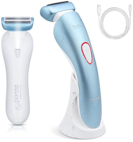 Elektrischer Rasierer für Frauen, Schmerzfreier Damenrasierer mit LED-Licht, USB Aufladbarer Damenrasierer für Gesicht Beine Achseln Bikini, Schnurloser Nass- und Trockenrasierer für Frauen