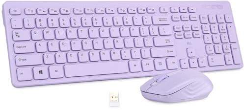 Wireless Keyboard and Mouse Combo - Rii Standard Office PC Keyboard and Optical Wireless Mice (Purple)