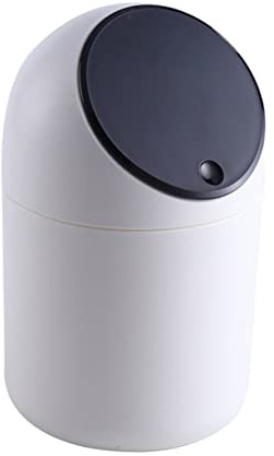 Hemobllo Papelera De Escritorio Mini Tapa Negra, Cubo De Basura De Mesa Compacto, Material Ecológico, Diseño Sencillo, Para Oficina y Dormitorio