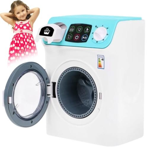 BAKAJI Lavatrice Giocattolo Multifunzione per Bambini, Elettrodomestici Giocattoli per Giochi di Emulazione, Luci e Suoni Realistici con Cestello Rotante e Cassetto Apribile, Idea Regalo