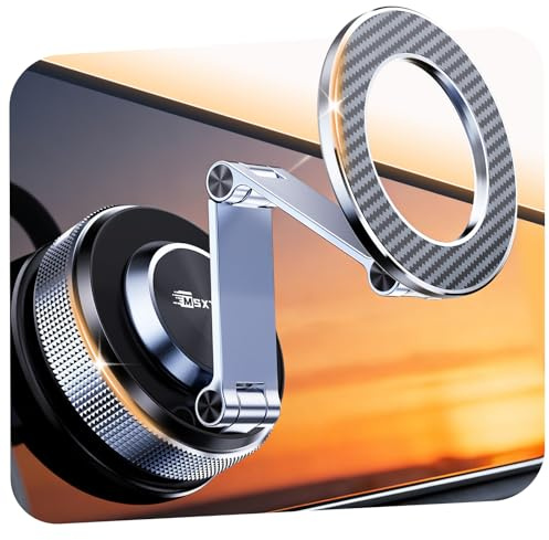 MSXTTLY Car Phone Holder – Vmag S3 Magnetic Phone Holder for Cars with Strong Magnets & Alloy Long Arm, Compatible with iPhone 17 Pro Max 16 15 14 13 12 Plus & Android (with Magnetic Ring)