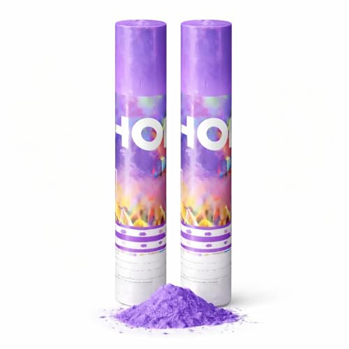 ZENDA CLUB® - Cañón de polvo de Holi Violeta (lote de 2) – Disparo manual – Polvo decorativo no tóxico – Uso exterior – Fiesta, Boda, Gender Reveal, Festival