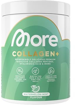 MORE Collagen+, 300 g, Watermelon Mint, mit Kollagenhydrolysat, Hyaluronsäure, Vitaminen, Mineralstoffen und Glycin, made in Germany