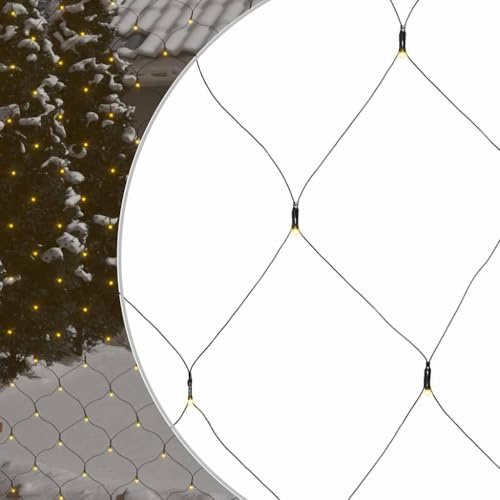 GeenYuu Weihnachts-Lichternetz 4x4 m mit 544 LED Warmweiß, energiesparende Beleuchtung für Innen und Außen, PVC Material, IP44 wasserdicht, 8-Funktionen-Adapter, 5 m Verlängerungskabel