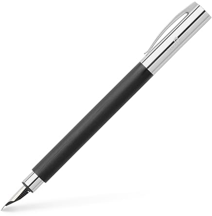 Faber-Castell - Füller Ambition Edelharz, Schwarz Silber, Feder EF | Füllfederhalter mit Edelharzschaft, Edelstahlfeder und Patronen-Konvertersystem, inkl. Geschenketui