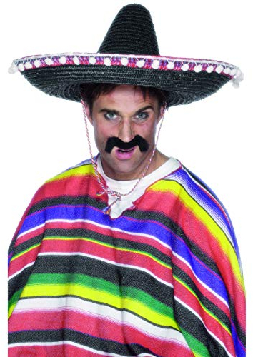 Smiffy's Sombrero Mexicano de Paja Negro con borlas