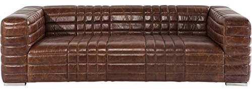 Kare Design Polstersofa Square Dance 3-sitzer Couch, XXL Polstercouch, großes, modernes 2er/3er Loungesofa, Echtledercouch, Ledersofa, Ledercouch, Braun 67x234x112cm (H/B/T)