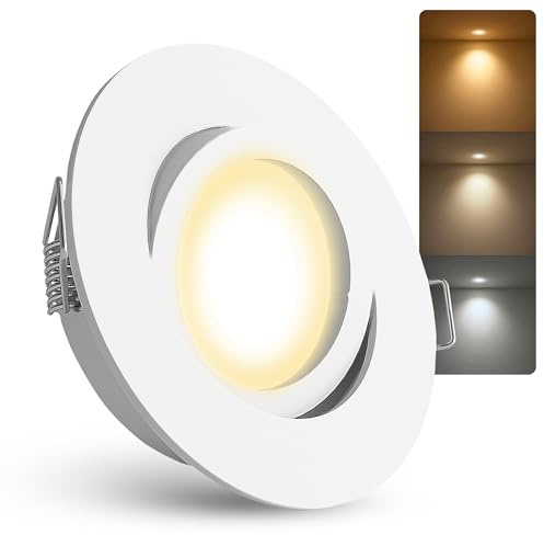 linovum LED Decken Einbauleuchte rund schwenkbar weiß - Einbaustrahler mit 6W warmweiß + neutralweiß + tageslicht Spot inkl. GU10 Fassung