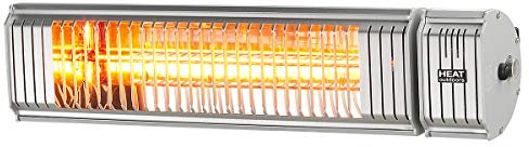 Shadow XT 2kW Oscillating Electric Infrared Patio Heater with Bluetooth Remote Control, Silver