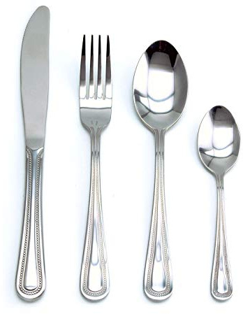 TB Collection® - Ménagère 24 pièces Design Perle - Set de Couverts de Table en Acier Inoxydable Forgé pour 6 Personnes - Finition Poli Miroir - Compatible Lave-Vaisselle - Coffret Cadeau Multicolore