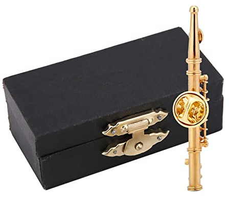 Hztyyier Flöte Brosche Silber/Gold Überzogene Frauen Brosche Pins mit Geschenkbox für Sammlung(Golden)
