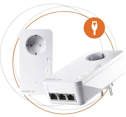 Devolo – Netzwerkadapter Magic 2 LAN Triple, Starter-Set, Ethernet, Powerline, 2400 MBit/s, weiß